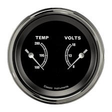 Traditional 3-3/8" Temperature & Volt Dual Gauge image 1