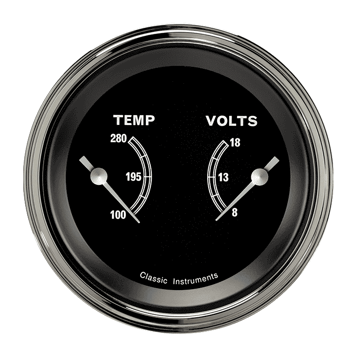 Traditional 3-3/8" Temperature & Volt Dual Gauge