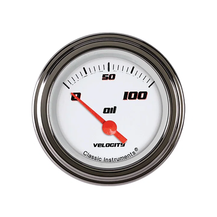 Velocity White 2-1/8" Oil Pressure / (100 PSI)