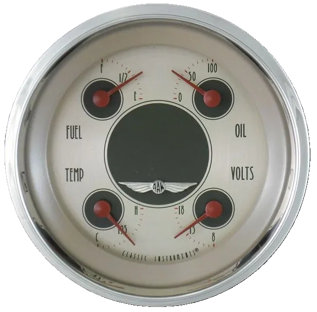 All American Nickel 3-3/8" Quad Gauge