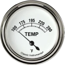 White 2-5/8" Short Sweep Water Temp Gauge image 1