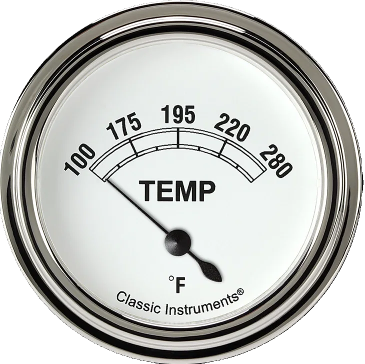 White 2-5/8" Short Sweep Water Temp Gauge
