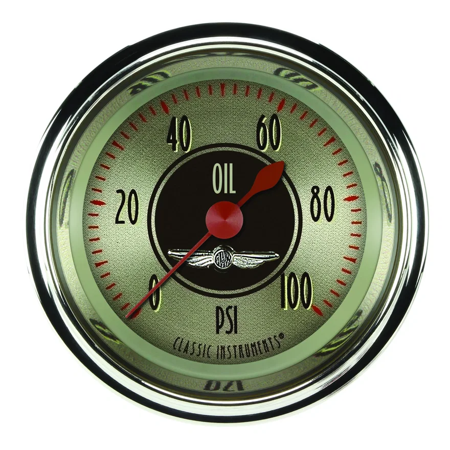 All American Nickel 2-1/8" Oil Pressure Gauge