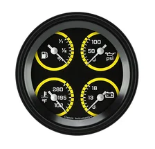 AutoCross Yellow 3-3/8" Quad Gauge image 1