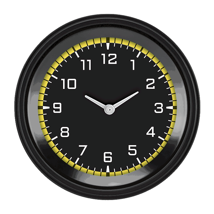 AutoCross Yellow 3-3/8" Clock