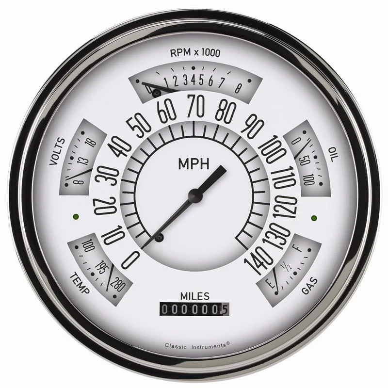 1949-50 Shoebox White Gauge Package for Ford
