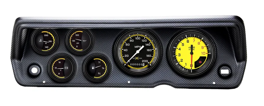1970-76 Duster AutoCross Yellow Six Gauge Set Mopar