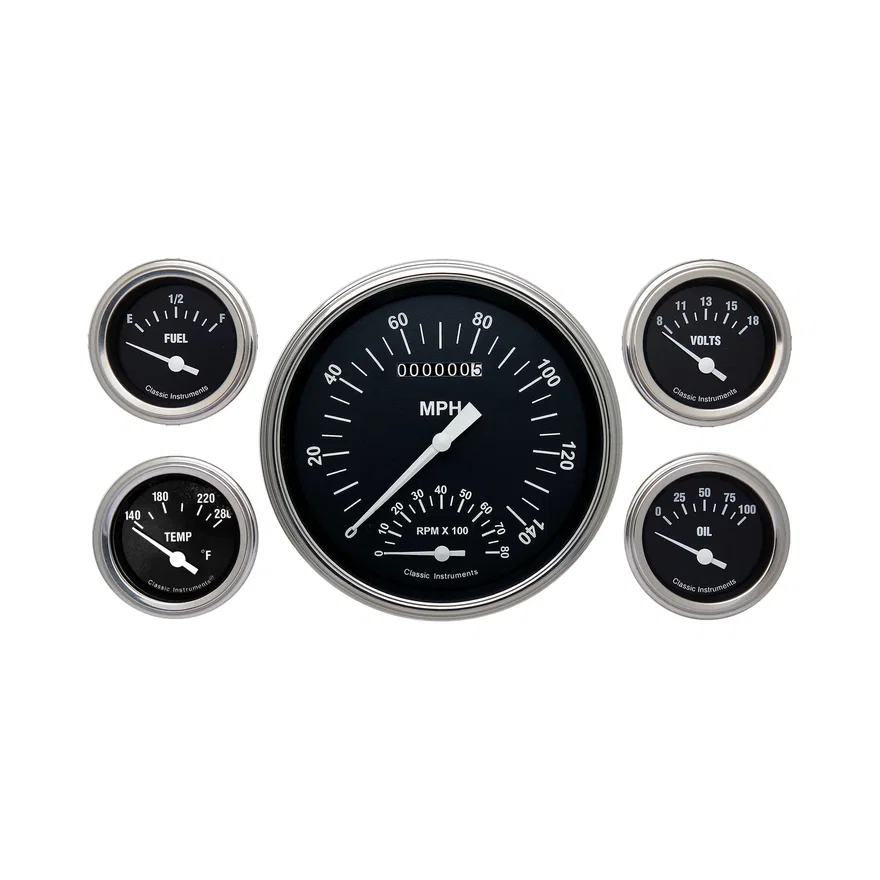 Hot Rod 5" Speedo/Tach With 2-1/8" Fuel/Temp/Volt/Oil GM