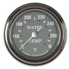 Silver Gray 2-1/8" Full Sweep Water Temperature Gauge image 1