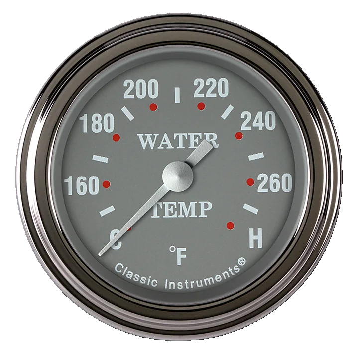 Silver Gray 2-1/8" Full Sweep Water Temperature Gauge