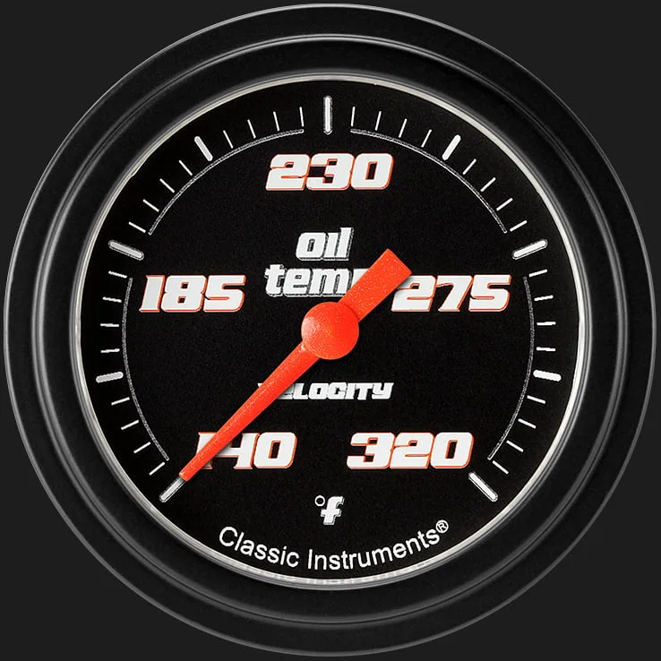 Velocity Black 2-5/8" Oil Temperature Gauge