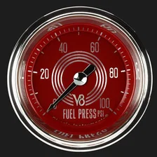 V8 Red Steelie 2-1/8" Fuel Pressure Gauge (100 PSI) image 1