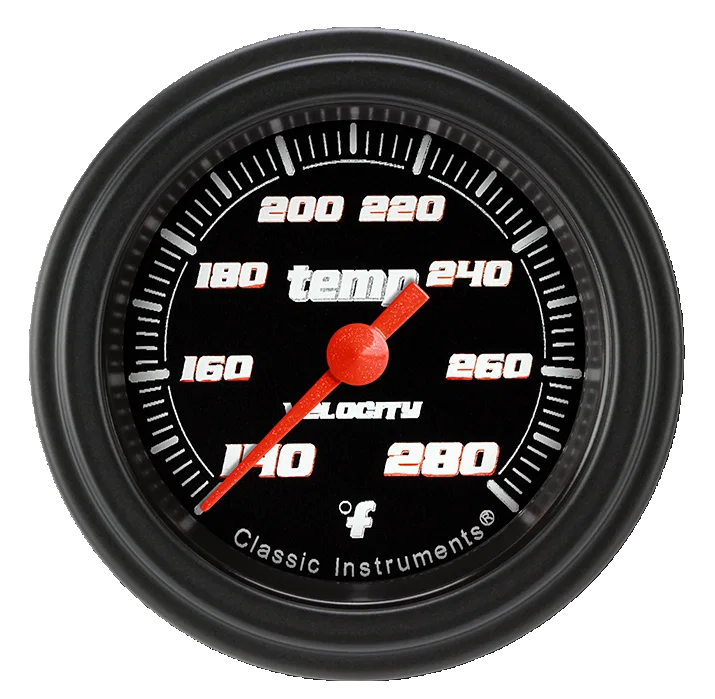 Velocity Black 2-1/8" Full Sweep Water Temp Gauge