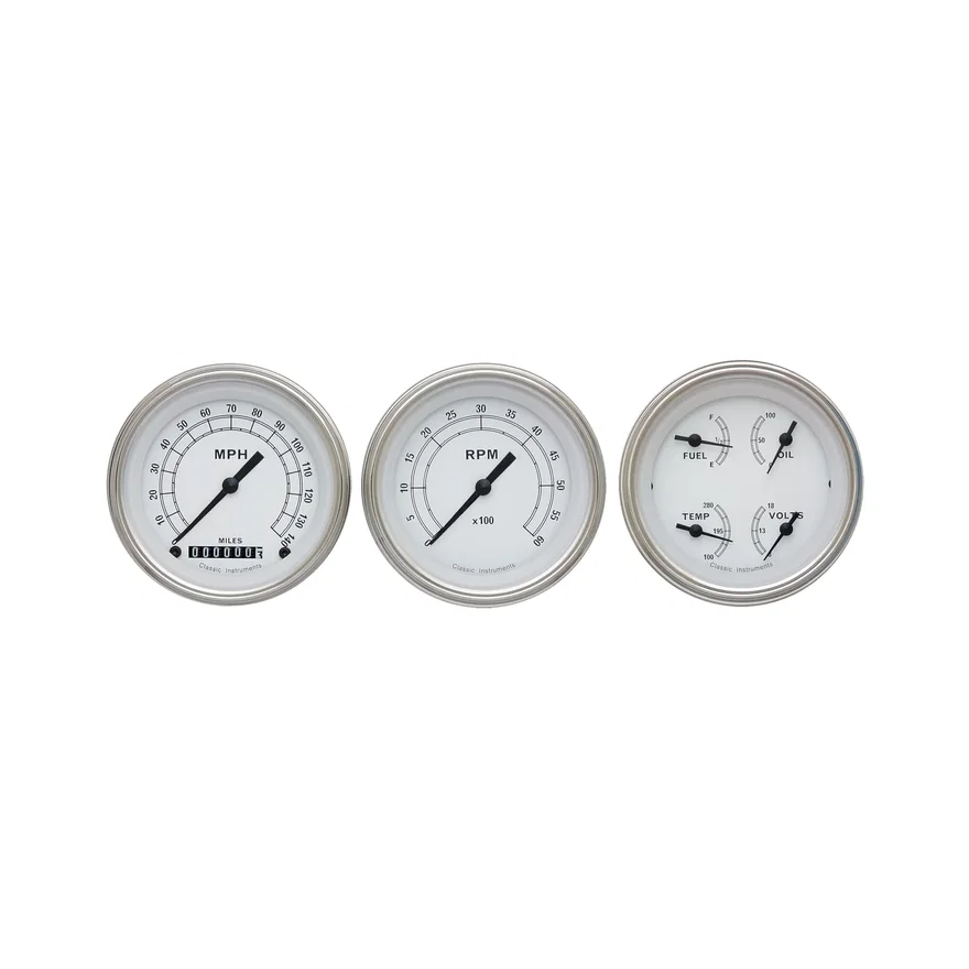 White 3" Speedo/Quad/Tach-GM