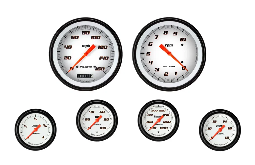 Velocity White Six Gauge Set
