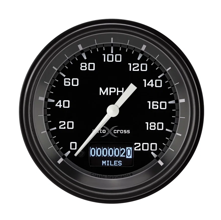 AutoCross Gray 3-3/8" Speedometer Gauge w/ Info Screen