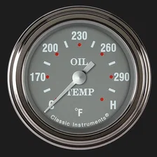 Silver Gray 2-1/8" Oil Temperature Gauge image 1
