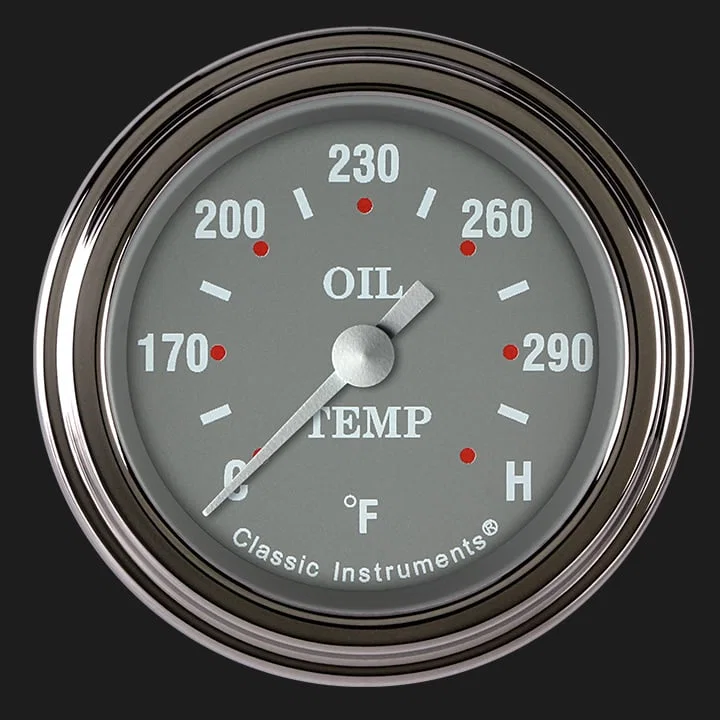 Silver Gray 2-1/8" Oil Temperature Gauge