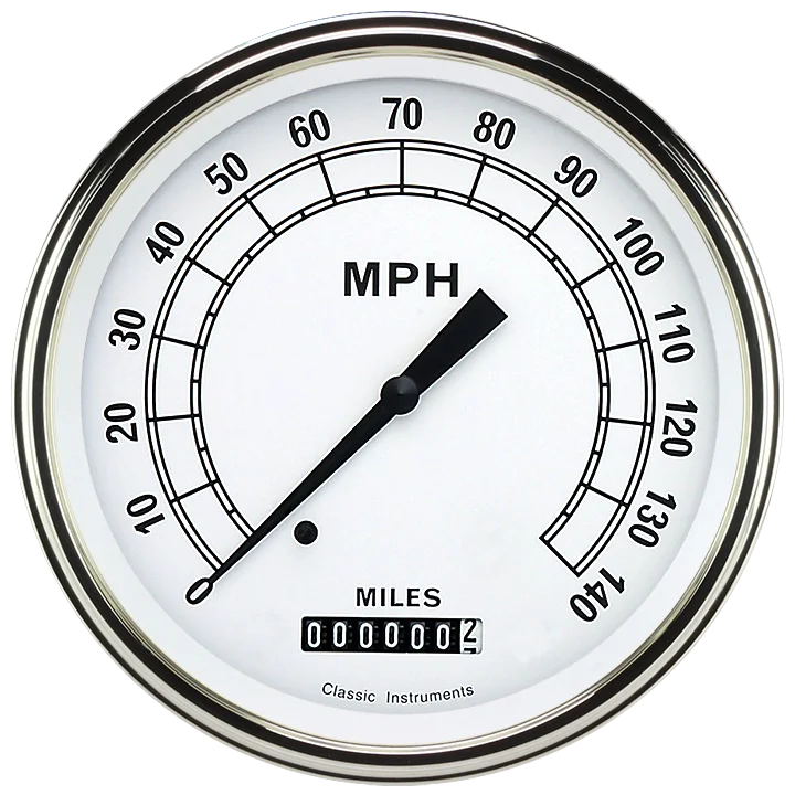 White 5" Speedometer Gauge (140 MPH)