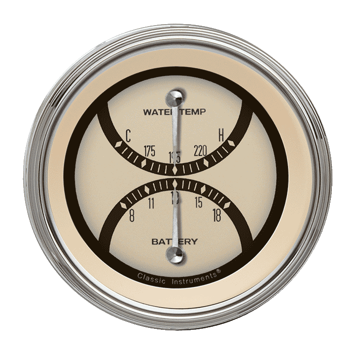 Nostalgia VT 3-3/8" Temperature & Volt Dual Gauge