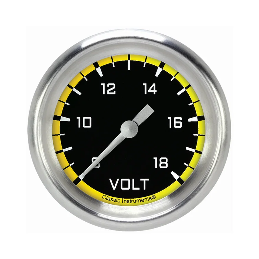 Autocross Yellow 2-5/8" Volt Gauge