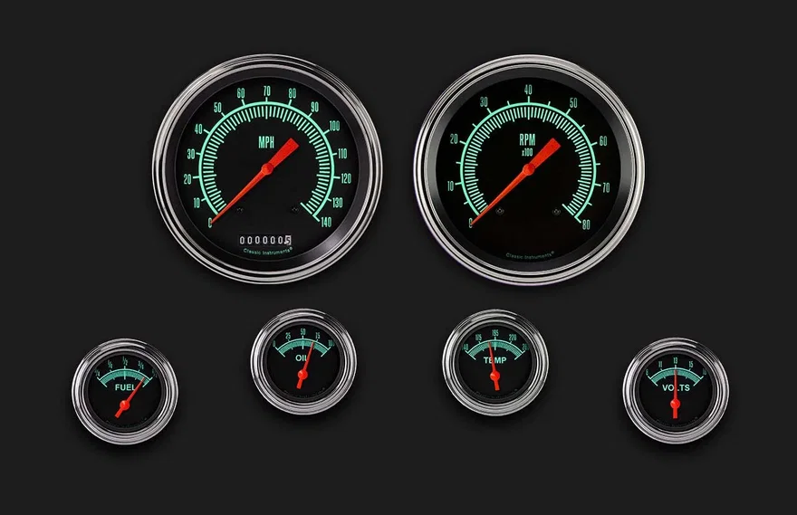 G/Stock 5" Speedo/Tach With 2-1/8" Fuel/Oil/Temp/Volt GM