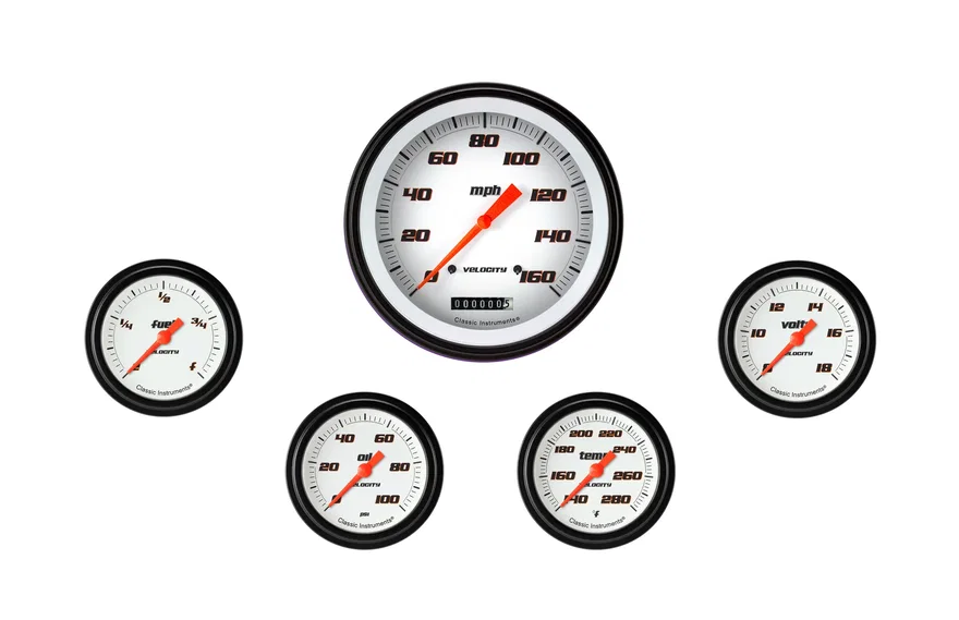 Velocity White Five Gauge Set