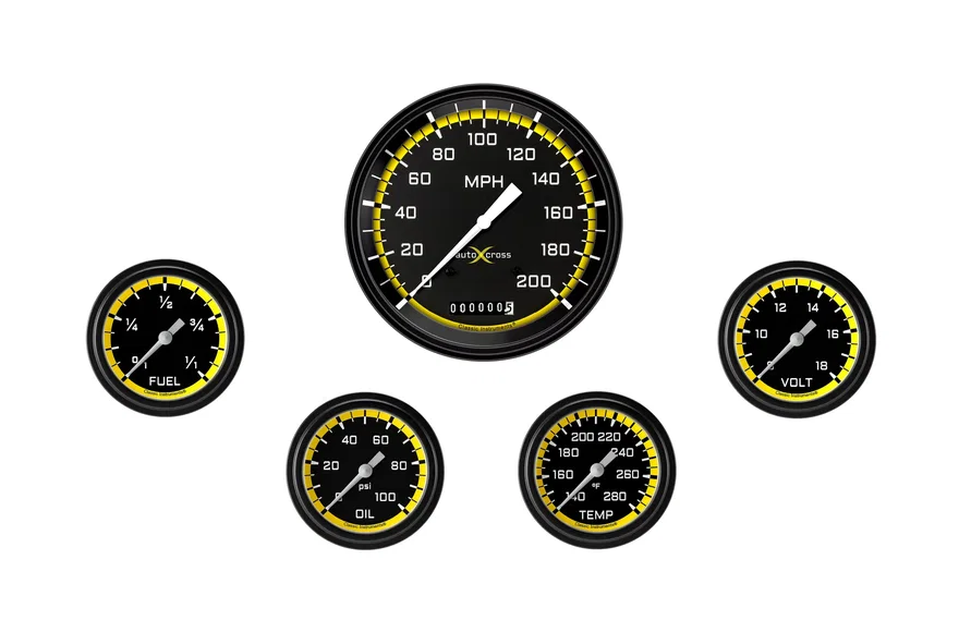 AutoCross Yellow Five Gauge Set