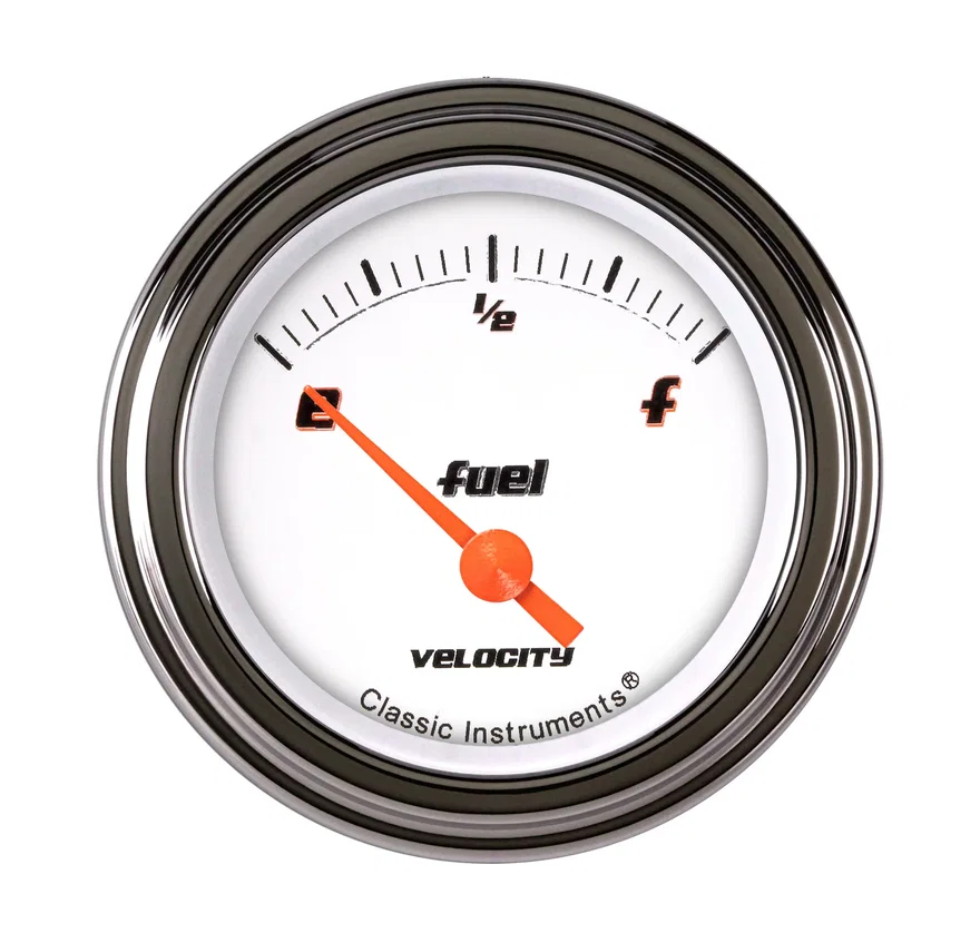 Velocity White 2-1/8" Fuel Level Gauge (1975-2010 Ohm)