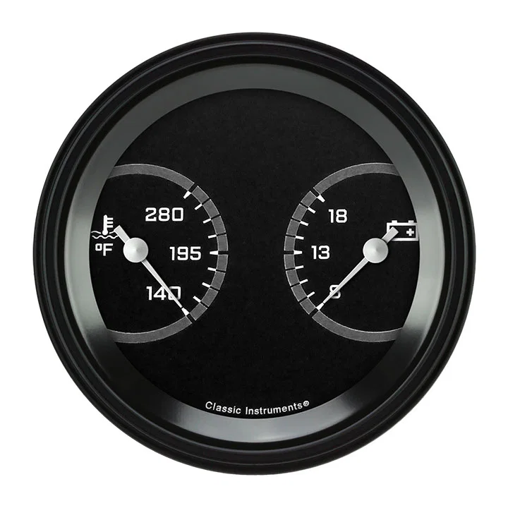 AutoCross Gray 3-3/8" Temperature & Volt Dual Gauge