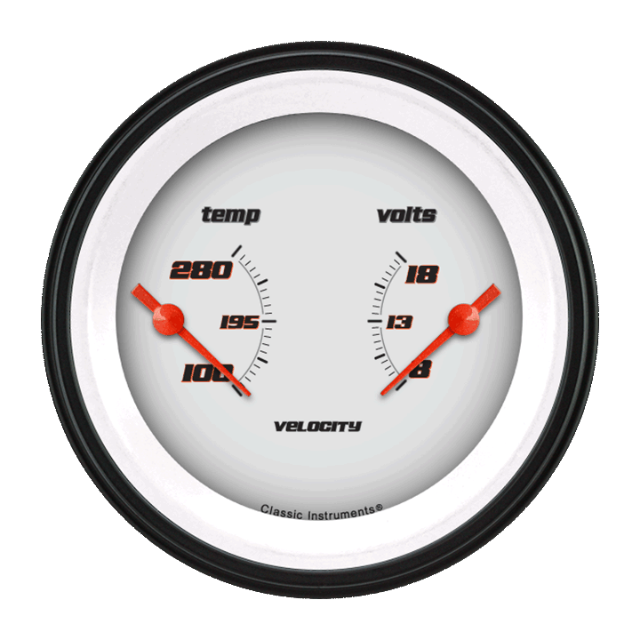 Velocity White 3-3/8" Temperature & Volt Dual Gauge