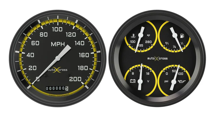 Autocross Yellow Six Gauge Set