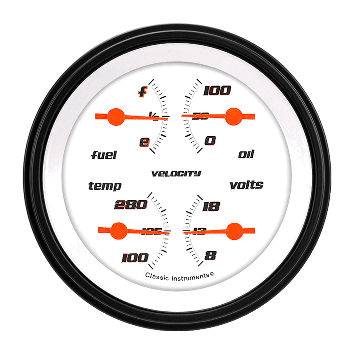Velocity White 3-3/8" Quad Gauge