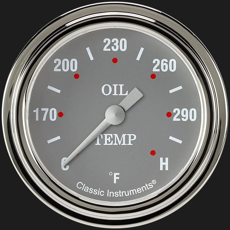 Silver Gray 2-5/8" Oil Temperature Gauge