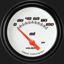 Velocity White 2-5/8" Oil Pressure Gauge image 1