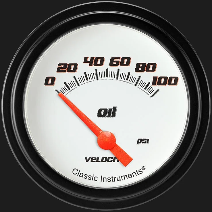 Velocity White 2-5/8" Oil Pressure Gauge