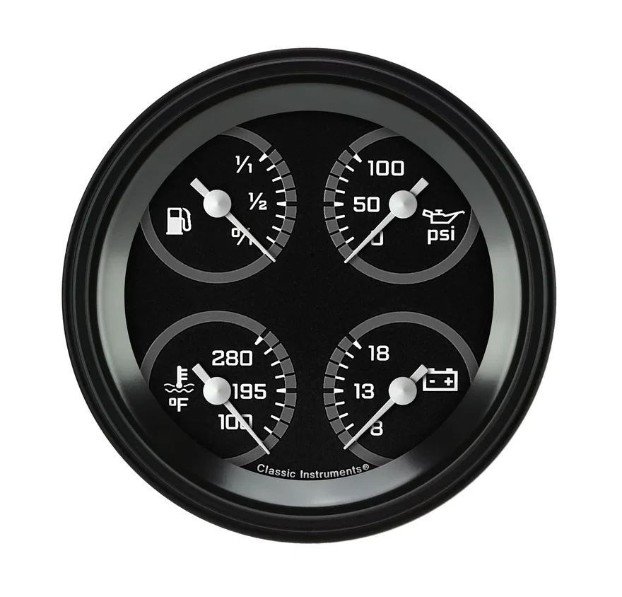 AutoCross Gray 3-3/8" Quad Gauge