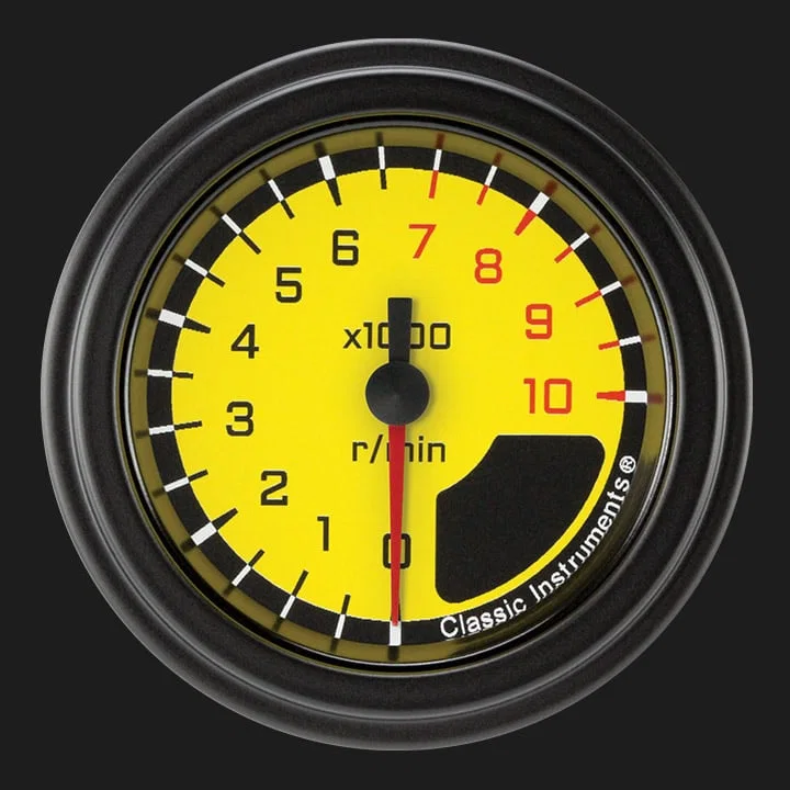 AutoCross Yellow 2-1/8" Tachometer Gauge