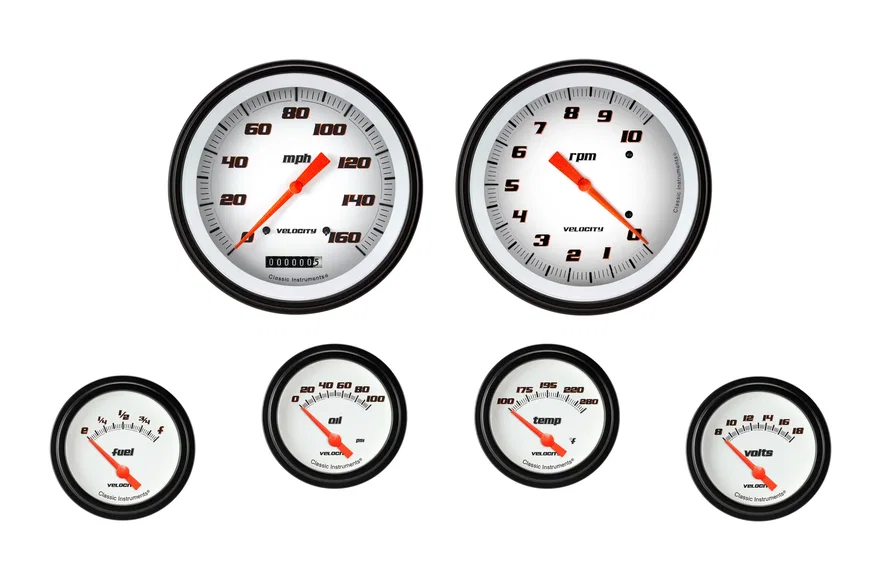 Velocity White Six Gauge Set