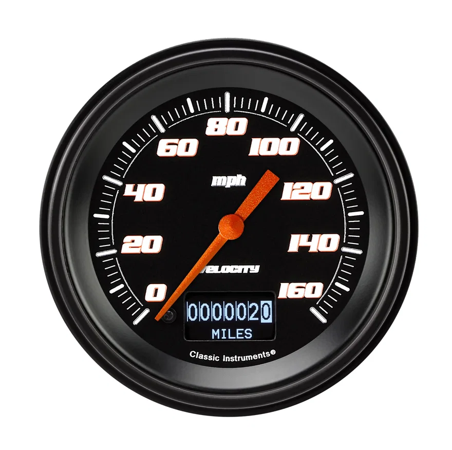 Velocity Black 3-3/8" Speedometer Gauge w/ Info Screen