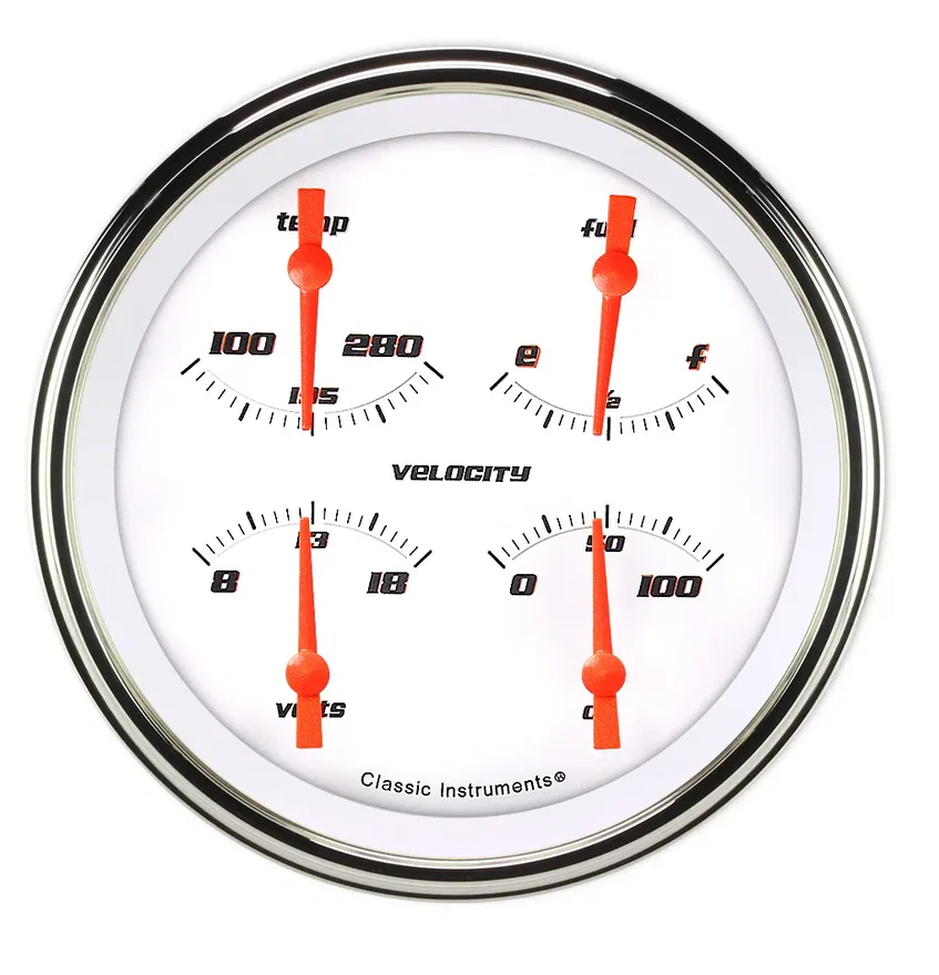 Velocity White 5" Quad Gauge (240-33 Ohm)