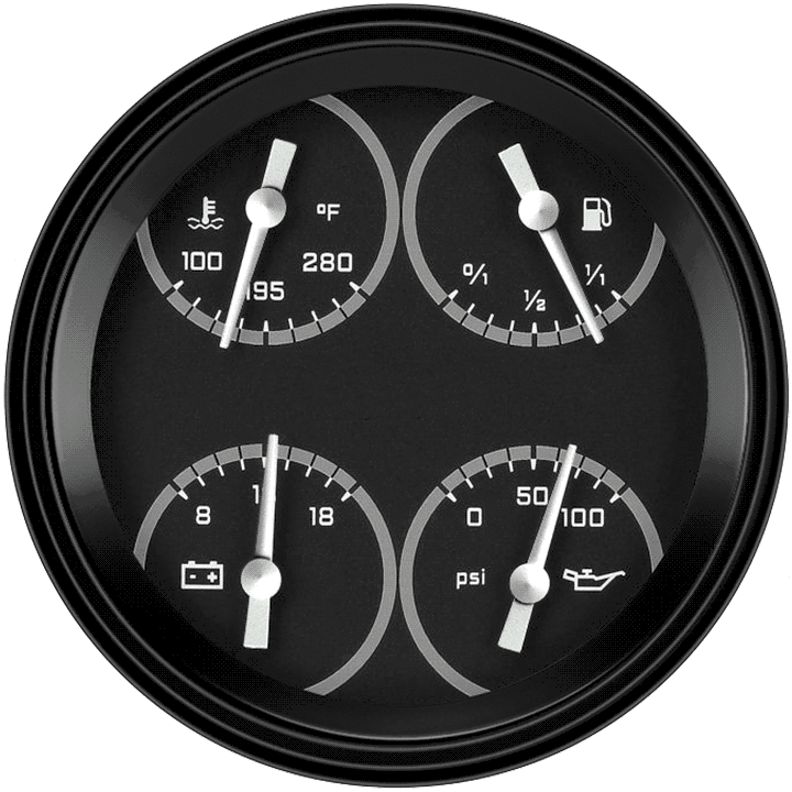 AutoCross Gray 4-5/8" Quad Gauge
