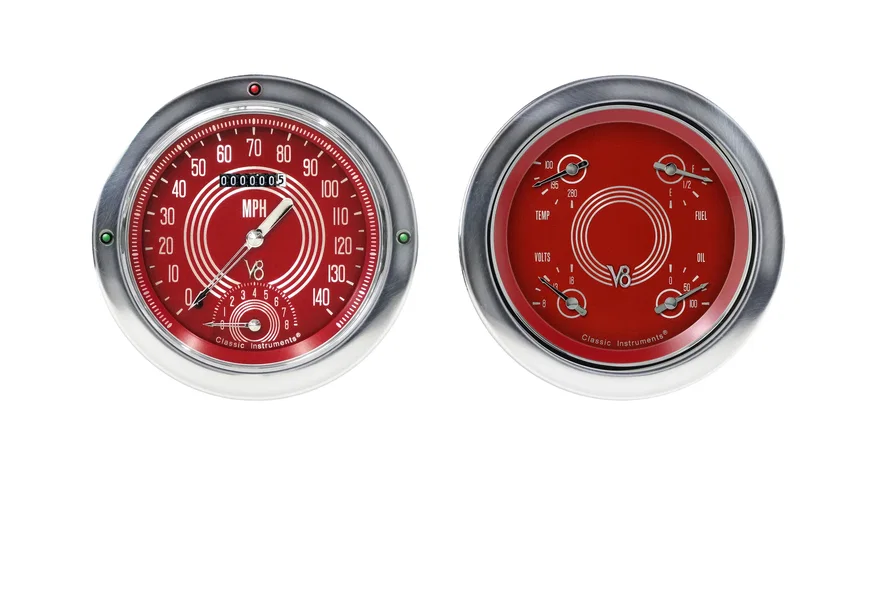 Steelie 5" Speedometer/Quad-Ls for 1954-1955 Chevy Truck V8 Red