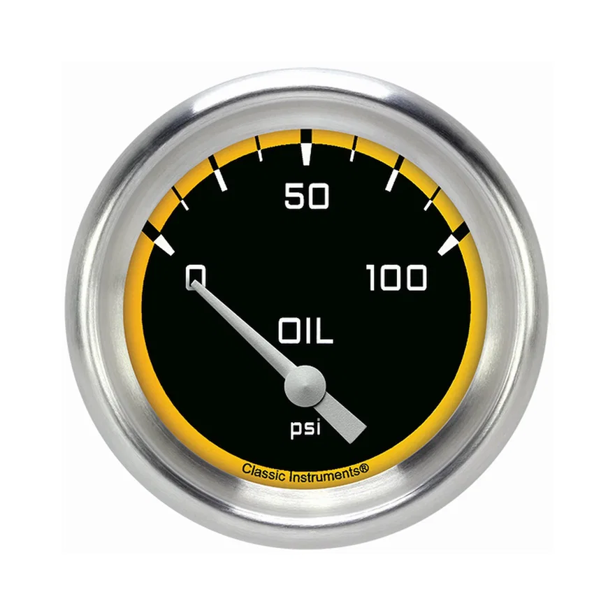 Autocross Yellow 2-5/8" Oil Pressure Gauge