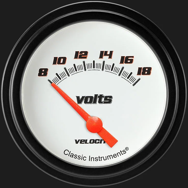 Velocity White 2-5/8" Volt Gauge