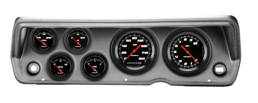 1970-76 Duster Velocity Black Six Gauge Set Mopar