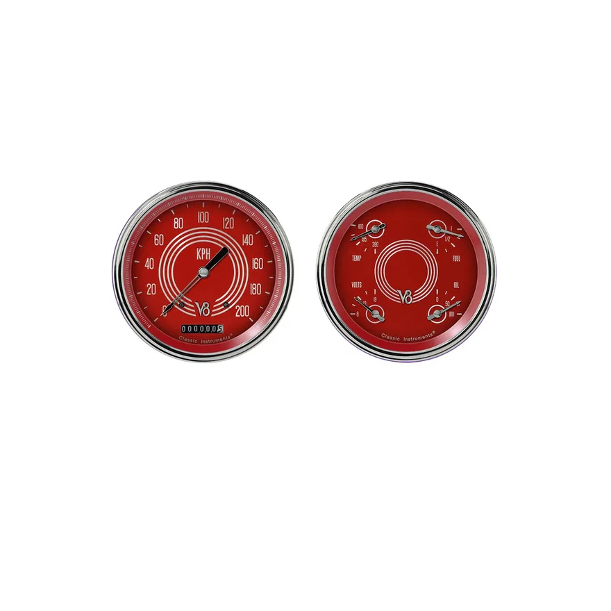 V8 Red Steelie Two Gauge Set