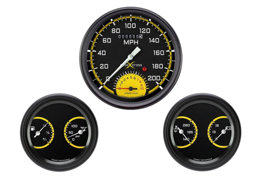 AutoCross Yellow 5" SpeedTach with Two 3" Gauges