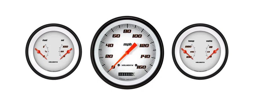 Velocity White Three Gauge Set
