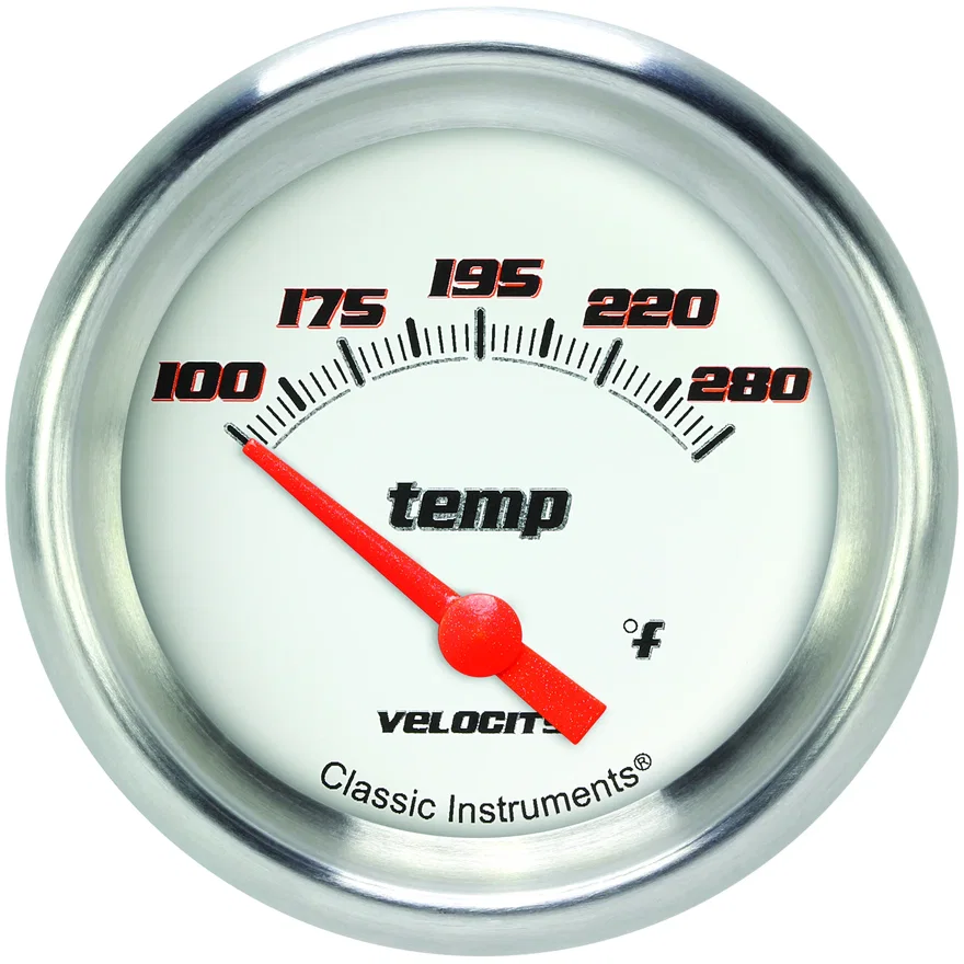 Velocity White 2-5/8" Short Sweep Water Temp Gauge